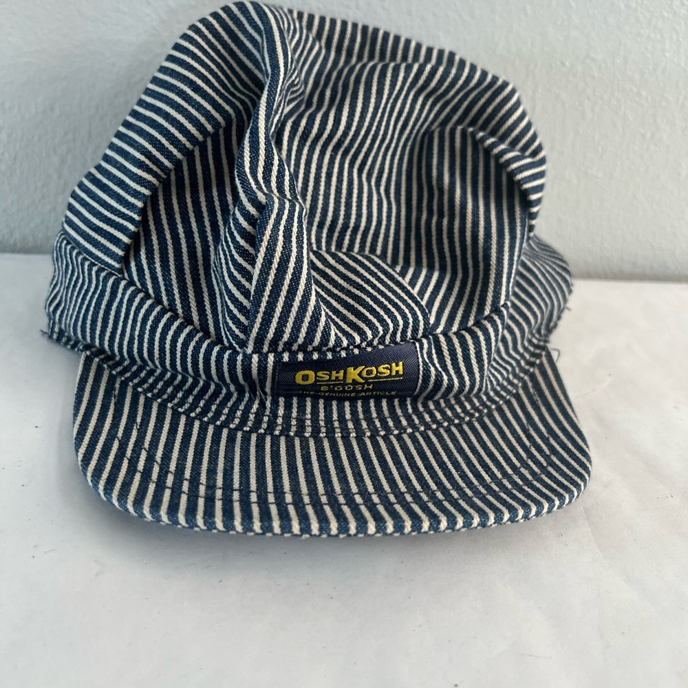 OshKosh Striped Blue and White train conductor kids hat
